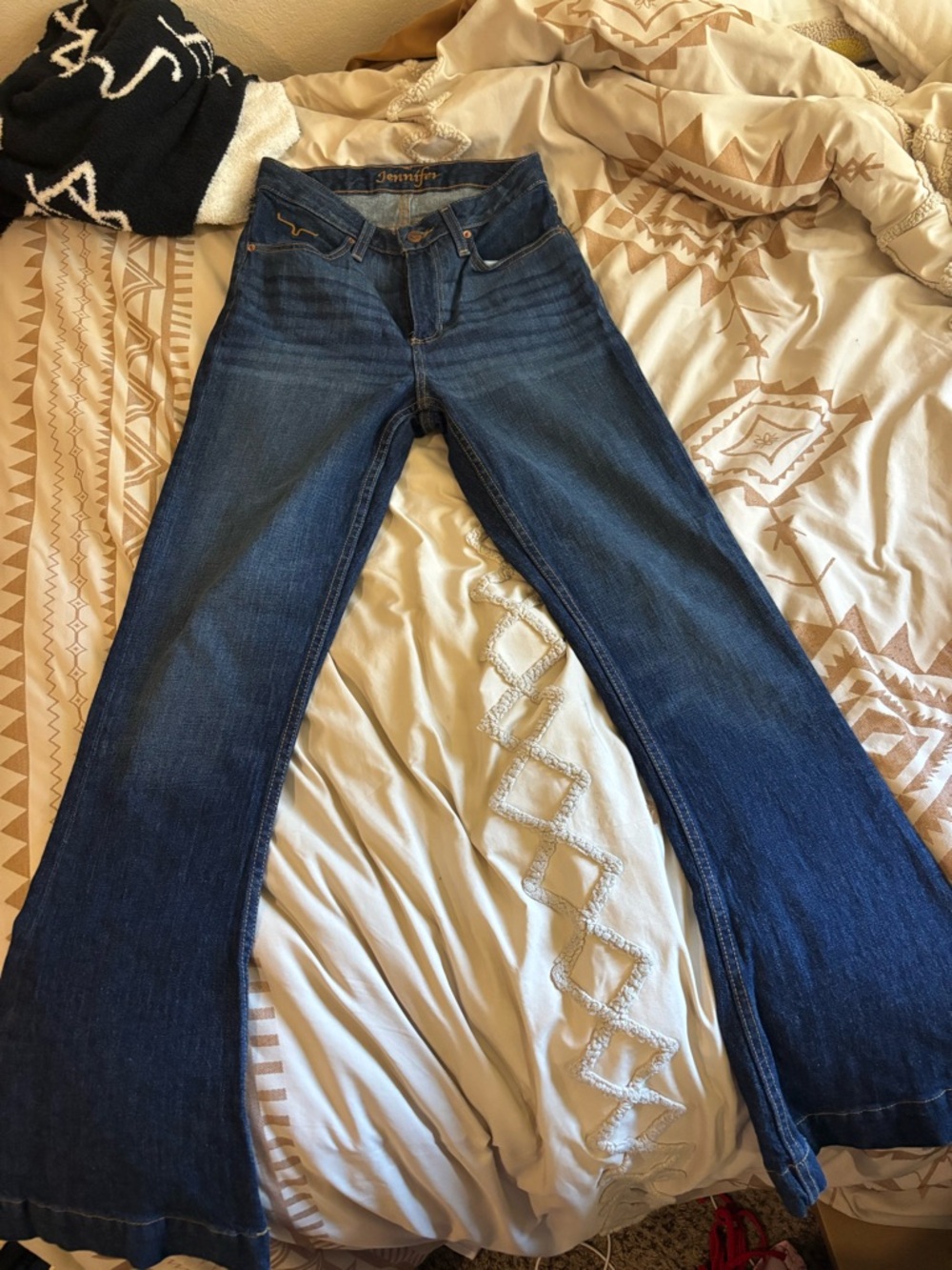 Jennifer Kimes Dark Blue Flared Jeans